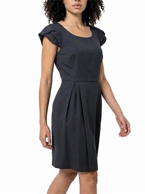 J. CREW dark grey 100% Wool fully lined capped sleeve dress side zipper Size 12